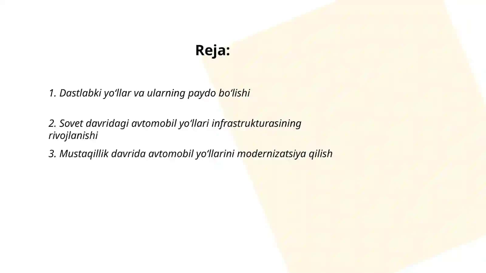 Oʻzbekiston Respublikasining avtomobil yoʻl tarmoqlarini rivojlanish tarixini o'rganish 2