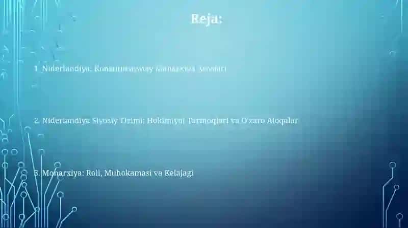Niderlandiya konstitutsion monarxiya davlati va boshqaruv shakli 2
