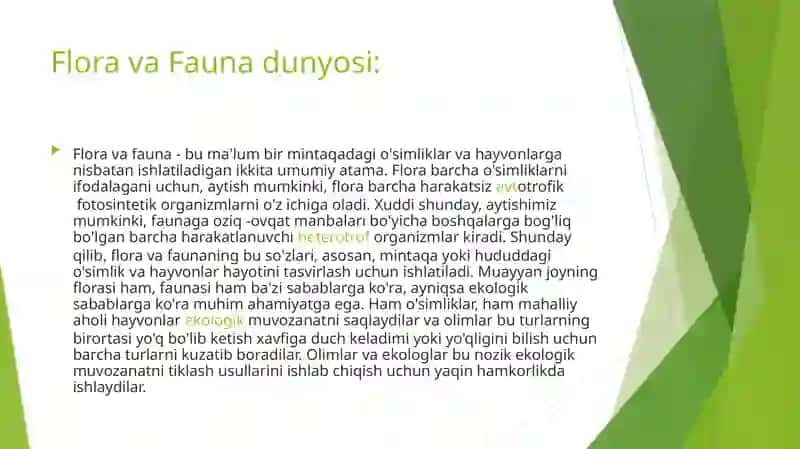 Flora va Fauna dunyosi va uni muhofaza qilish 2