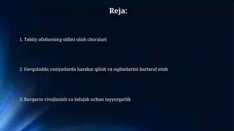 Tabiiy ofatlarning oldini olish va oqibatlarini bartaraf etishga qaratilgan choratadbirlar 2