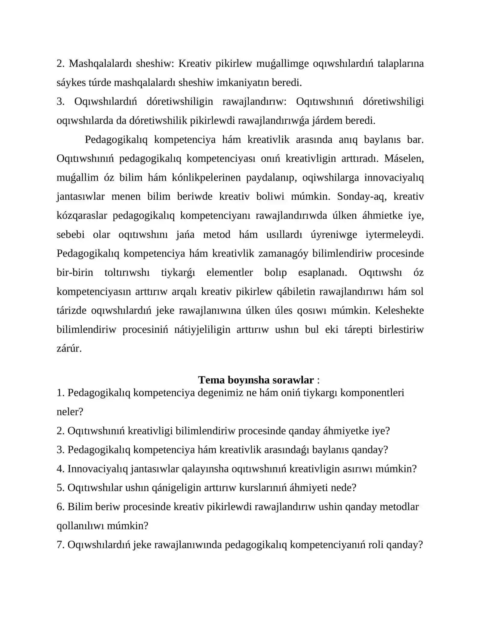 Pedagogik kompetentlik hám kreativlik 2