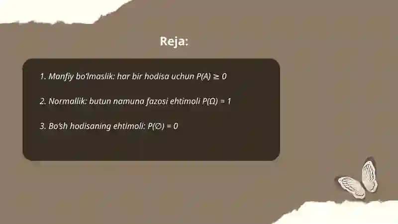 Ehtimollikning xossalari 2