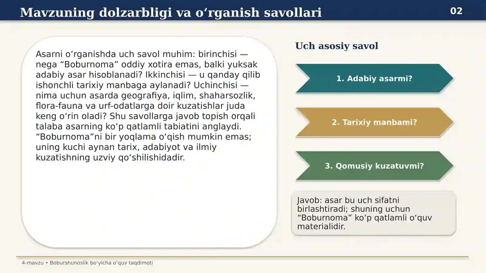 “Boburnoma”ning adabiy-tarixiy va qomusiy tabiati 2