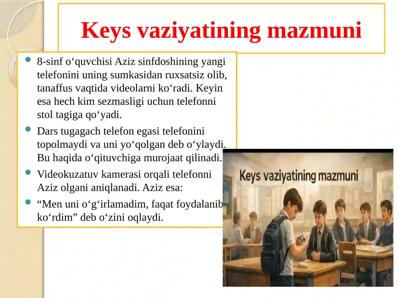 Keys vaziyatining mazmuni 2