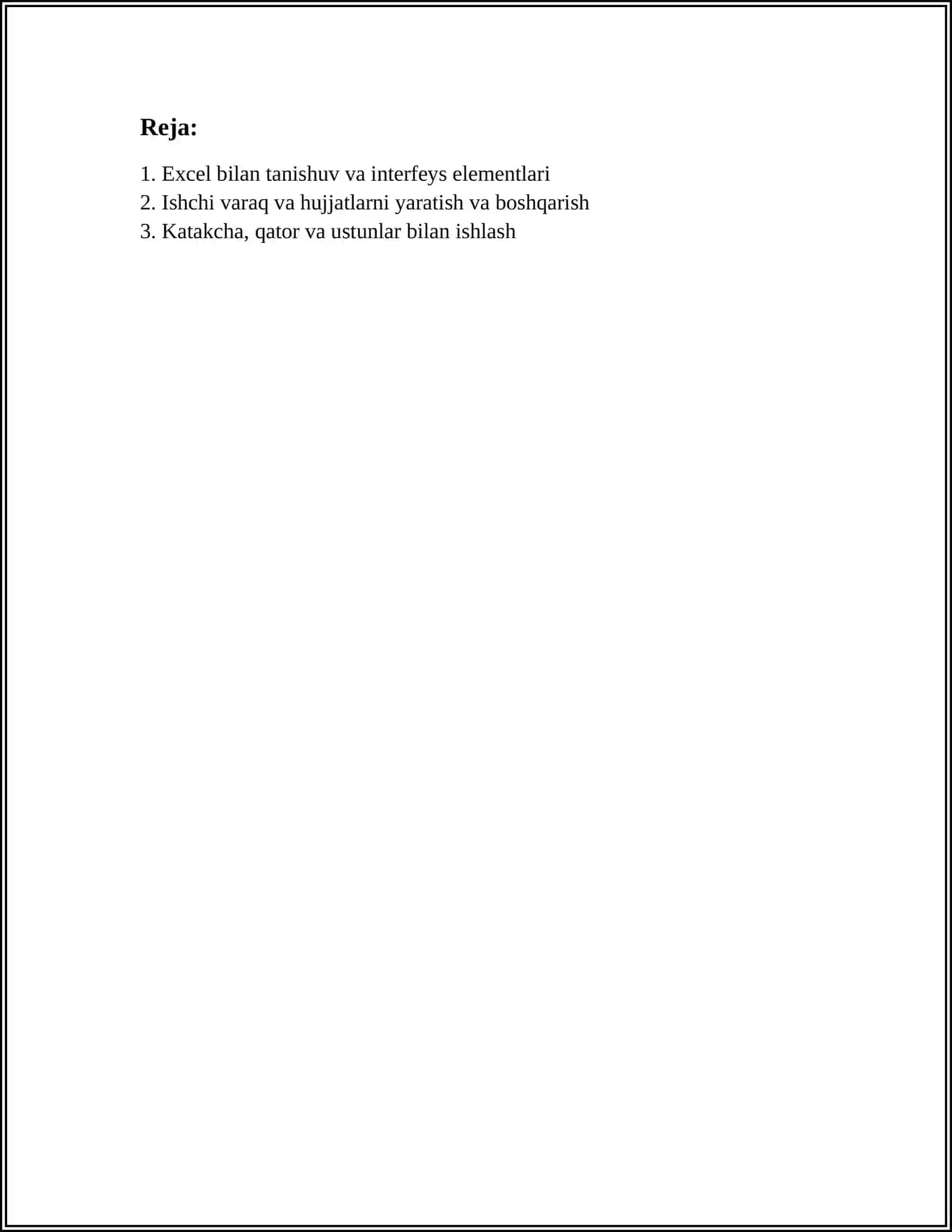 EXCEL DASTURIDA ISHLASH 2