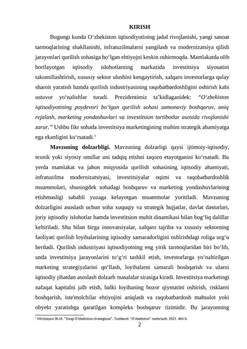 Qurilishda inverstitsiya marketingninig vazifalari va usullari (BECHTEL CORPORATION misolida) 2