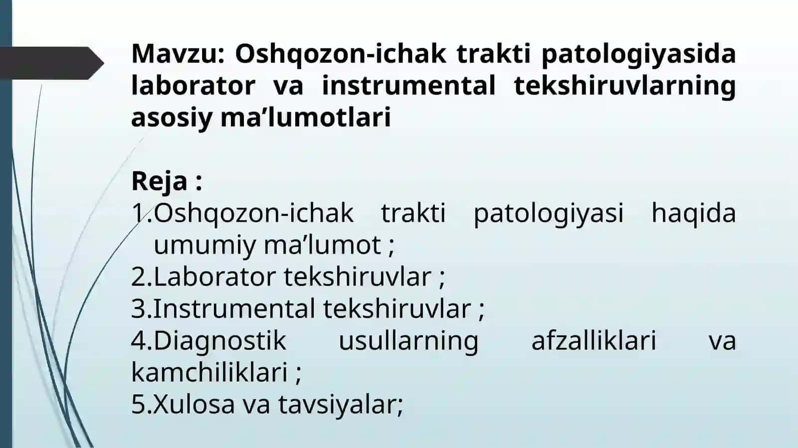 Oshqozon-ichaktrakti patologiyasida laborator va instrumental tekshiruvlar 2