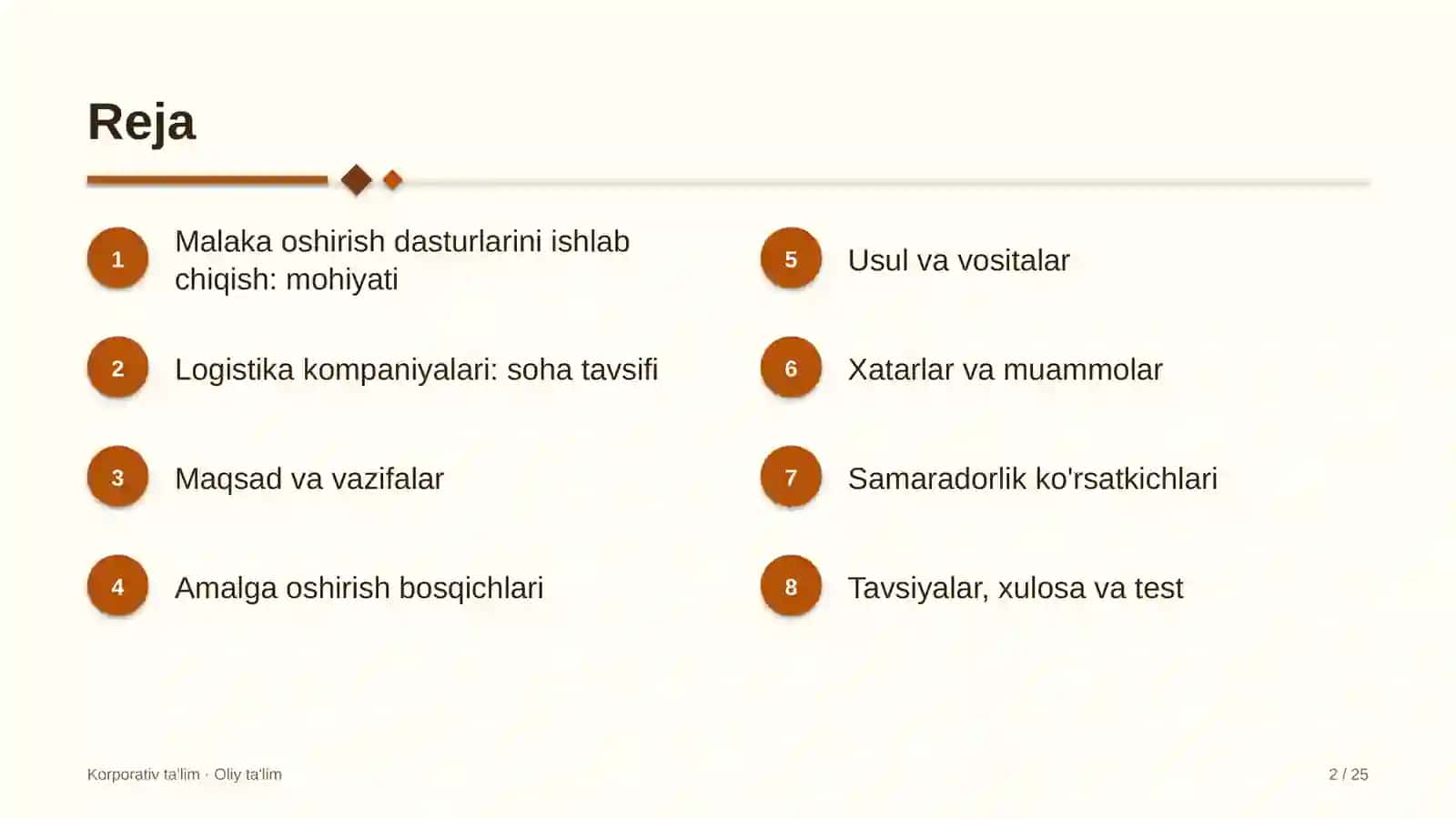 Logistika kompaniyalarida kasbiy malaka oshirish dasturlarini ishlab chiqish 2