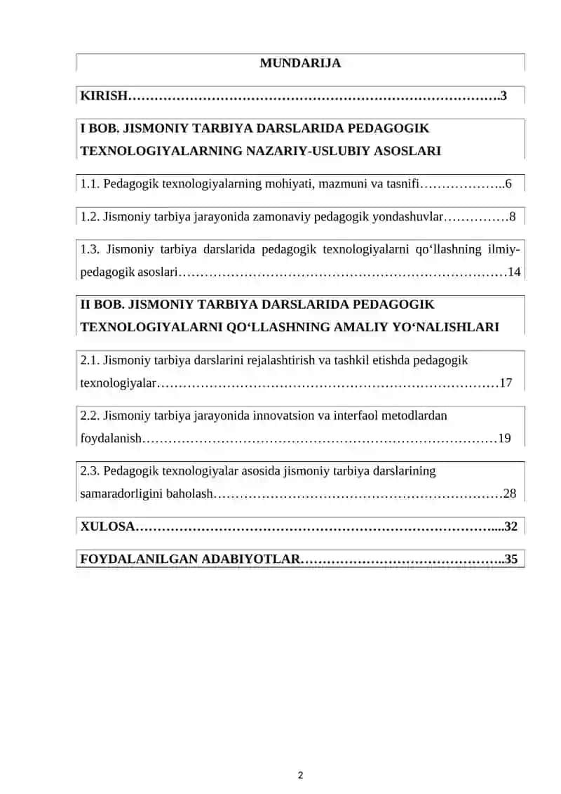 Jismoniy madaniyat nazariyasi va metodikasi kurs ishi 2