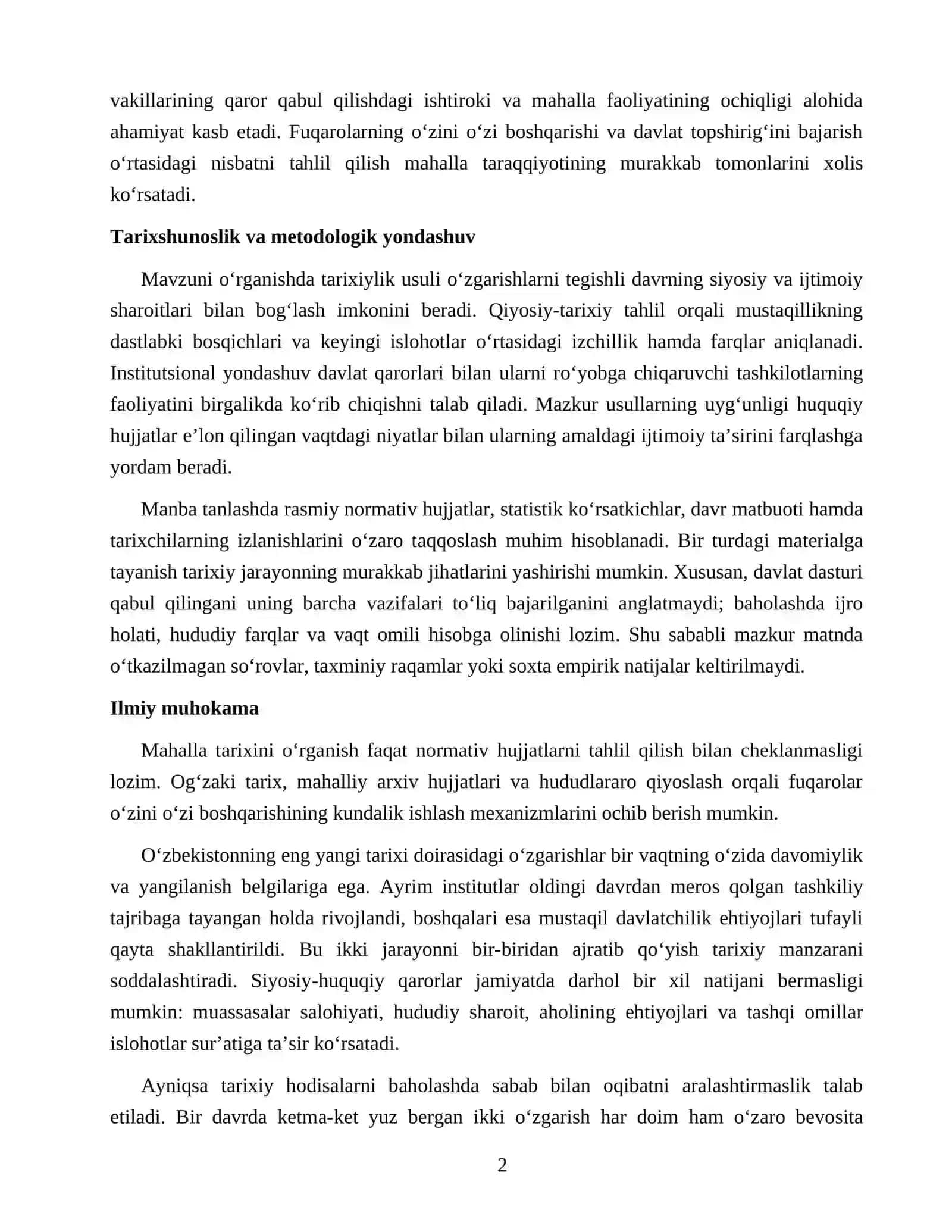 O‘ZBEKISTONDA MAHALLA INSTITUTINING TARIXIY TARAQQIYOTI VA ZAMONAVIY FUNKSIYALARI 2