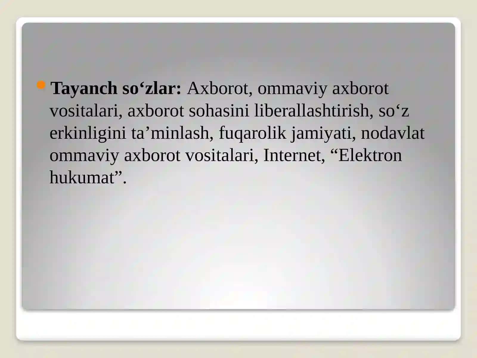 Axborot sohasini isloh qilish 2