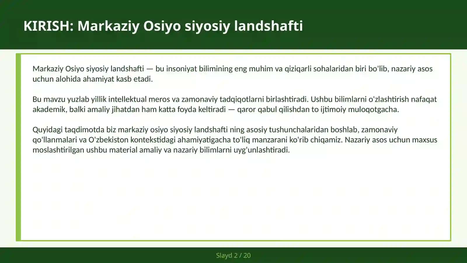 Markaziy Osiyo siyosiy landshafti 2