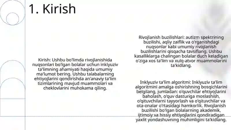 Rivojlanish Muammolari Bõlgan Bolalar Uchun Inkyuiziv Ta'Limni Keng Ta'Limiy Amaliyotga Joriy Etish Algoritmlari 2