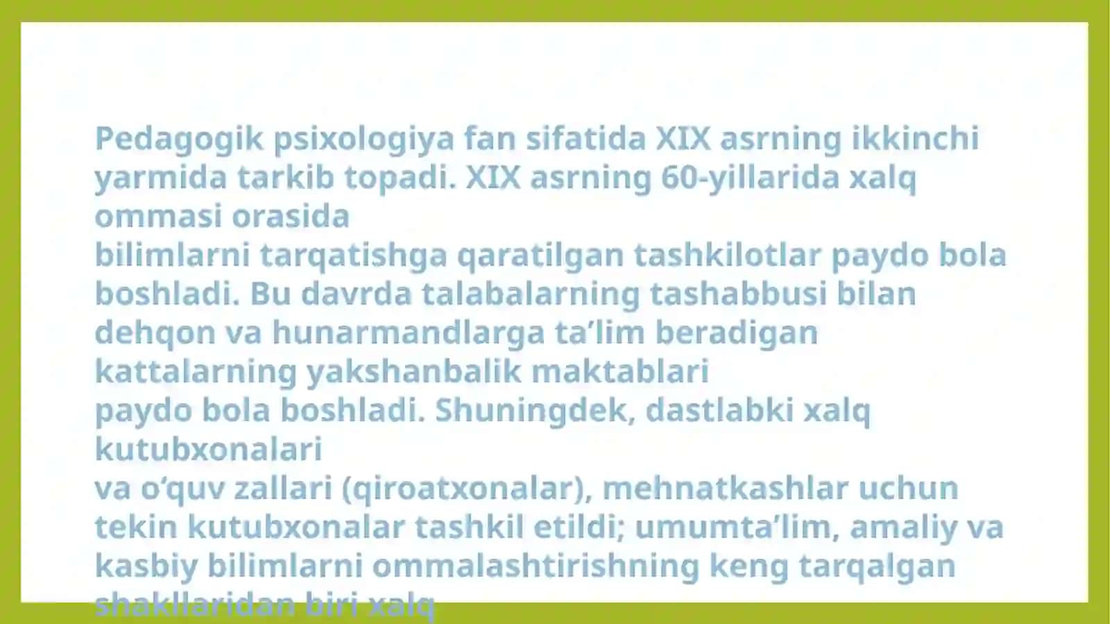 Pedagogik psixologiyaning rivojlanish tarixi 2