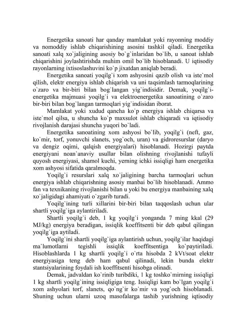 Yoqilg`i-energetika sanoati. 2