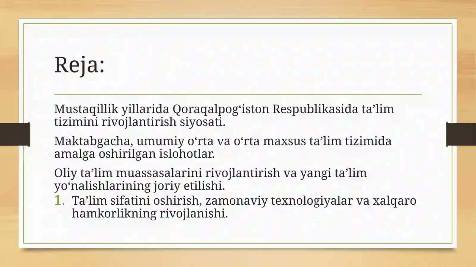 Mustaqillik yillarida Qoraqalpog’istonda ta’lim sohasidagi islohotlar 2