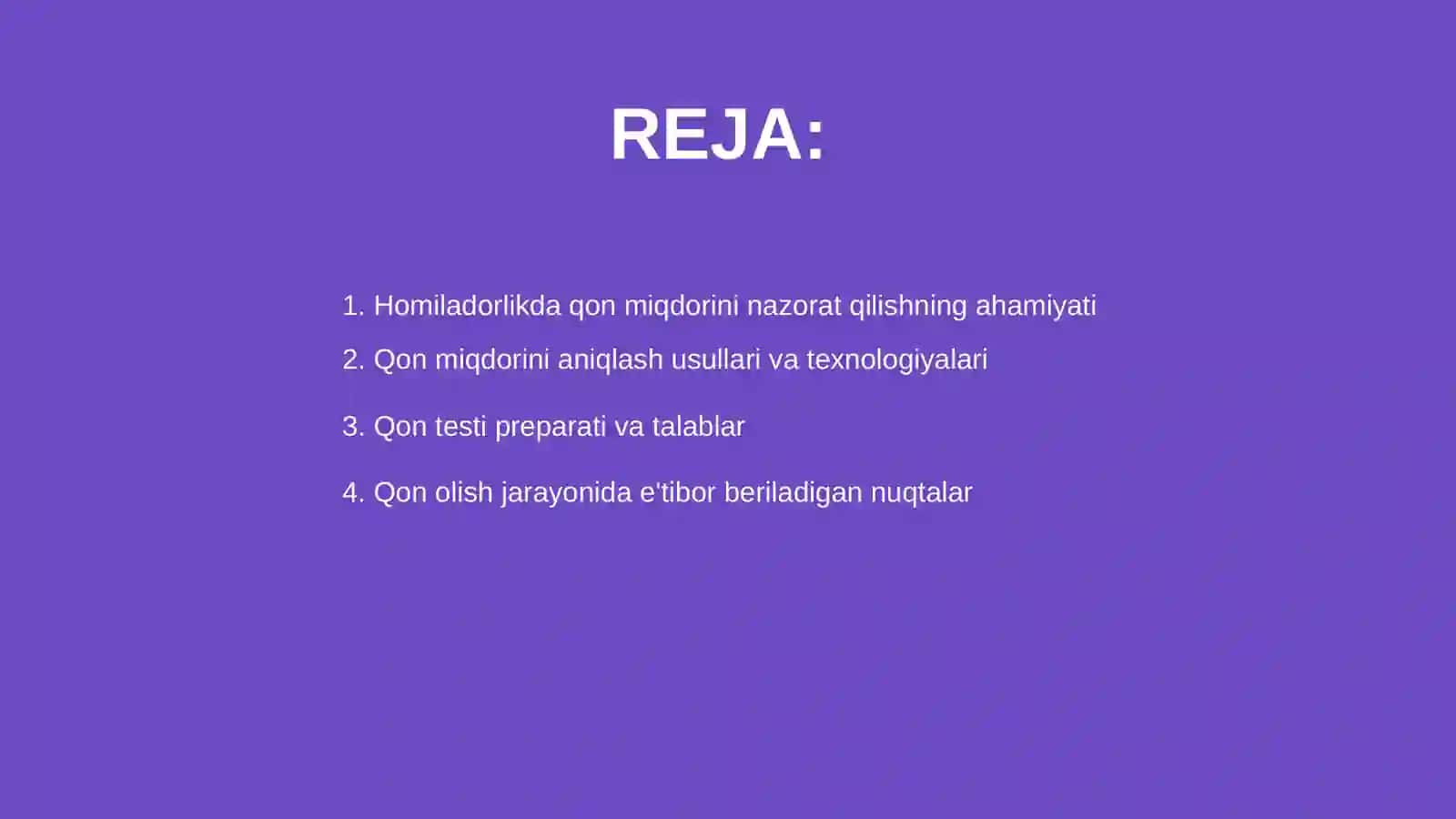 Homilador ayollarda qondagi qon miqdorini aniqlash va qon olish 2