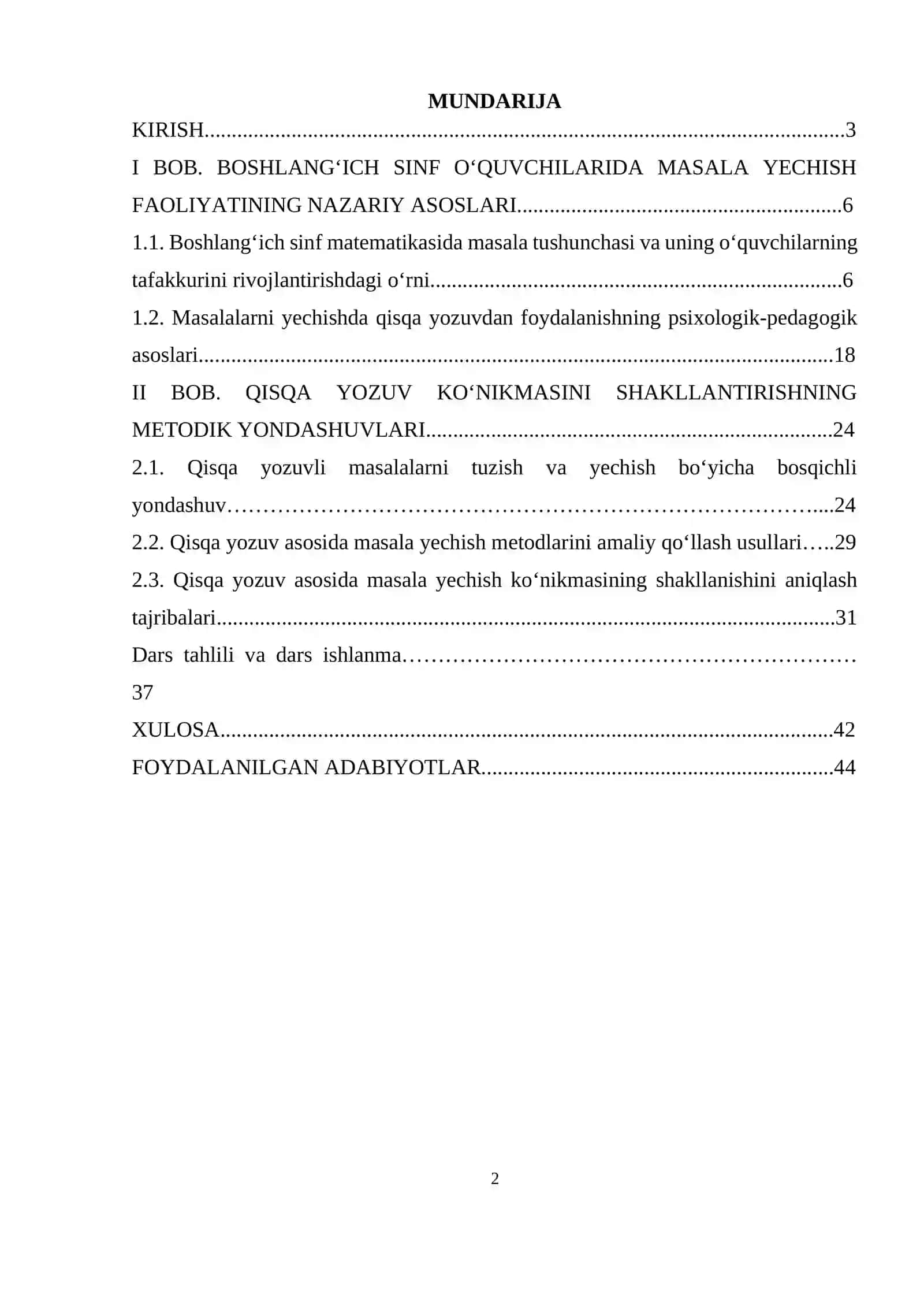 Boşlang‘ich 3-4-sinflarda matematikadan masalalar yechishda qisqa yozuv koʻnikmasini shakllantirish metodikasi 2