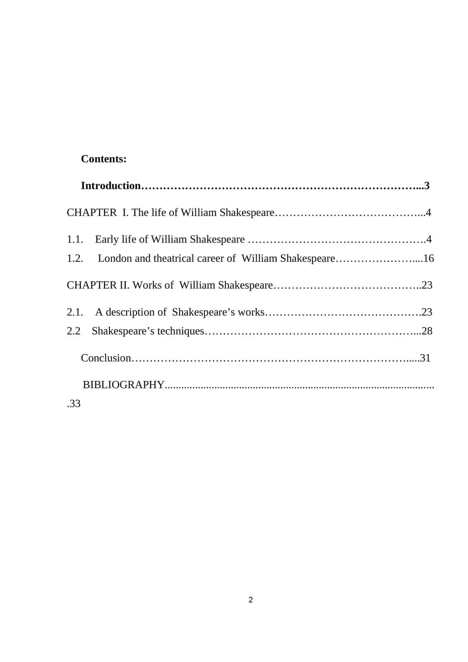 Course Work: William Shakespeare as an Outstanding Poet of English Literature 2