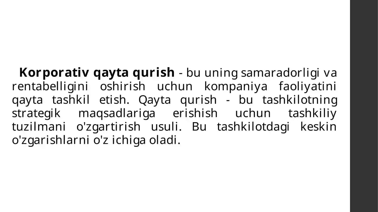 Korporativ tuzilmalarning qayta tashkil etish turlari va tugatish tartibi 2