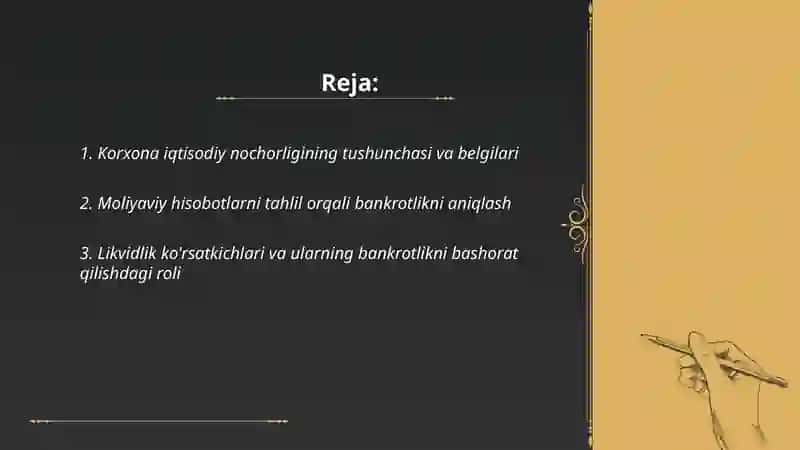Korxona iqtisodiy nochorligi (bankrotliligi)ni baholash 2