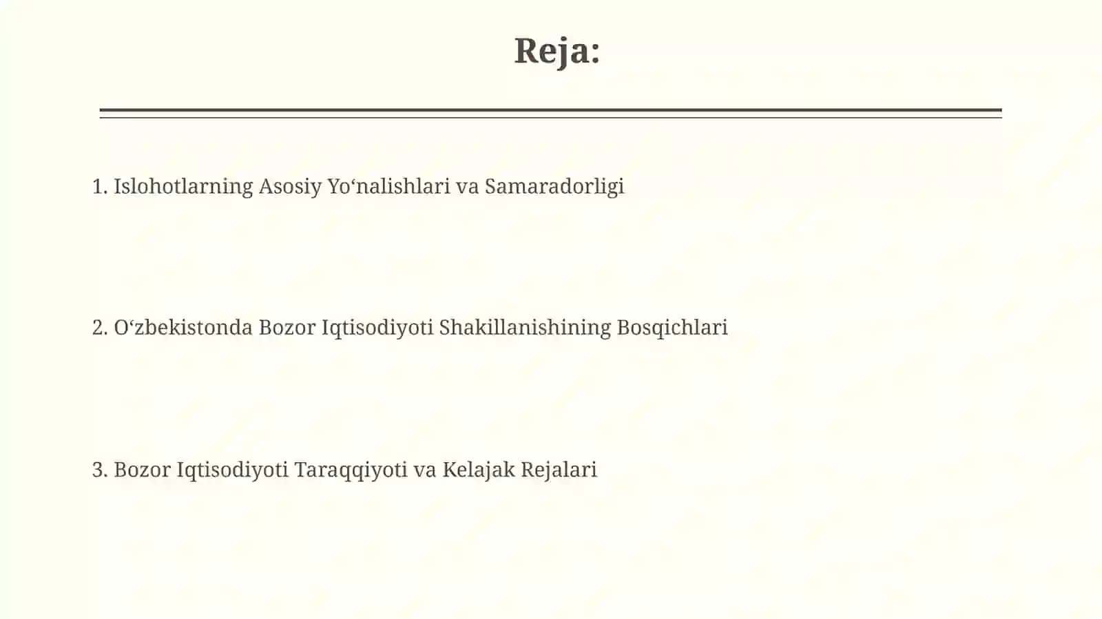 Iqtisodiy islohotlar O‘zbekistonda bozor iqtisodiyotining rivojlanishi 2