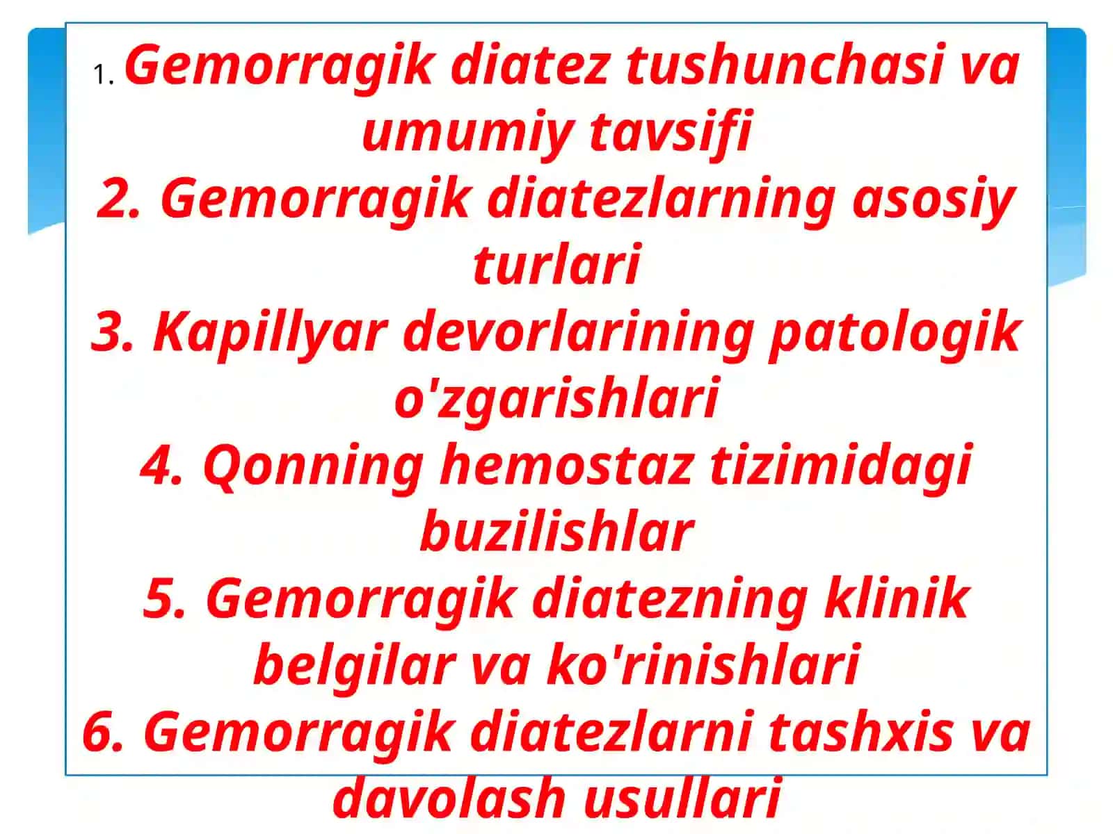Angren Universiteti Davolash ishi fakulteti - Patalogik fizologiya fanidan 2