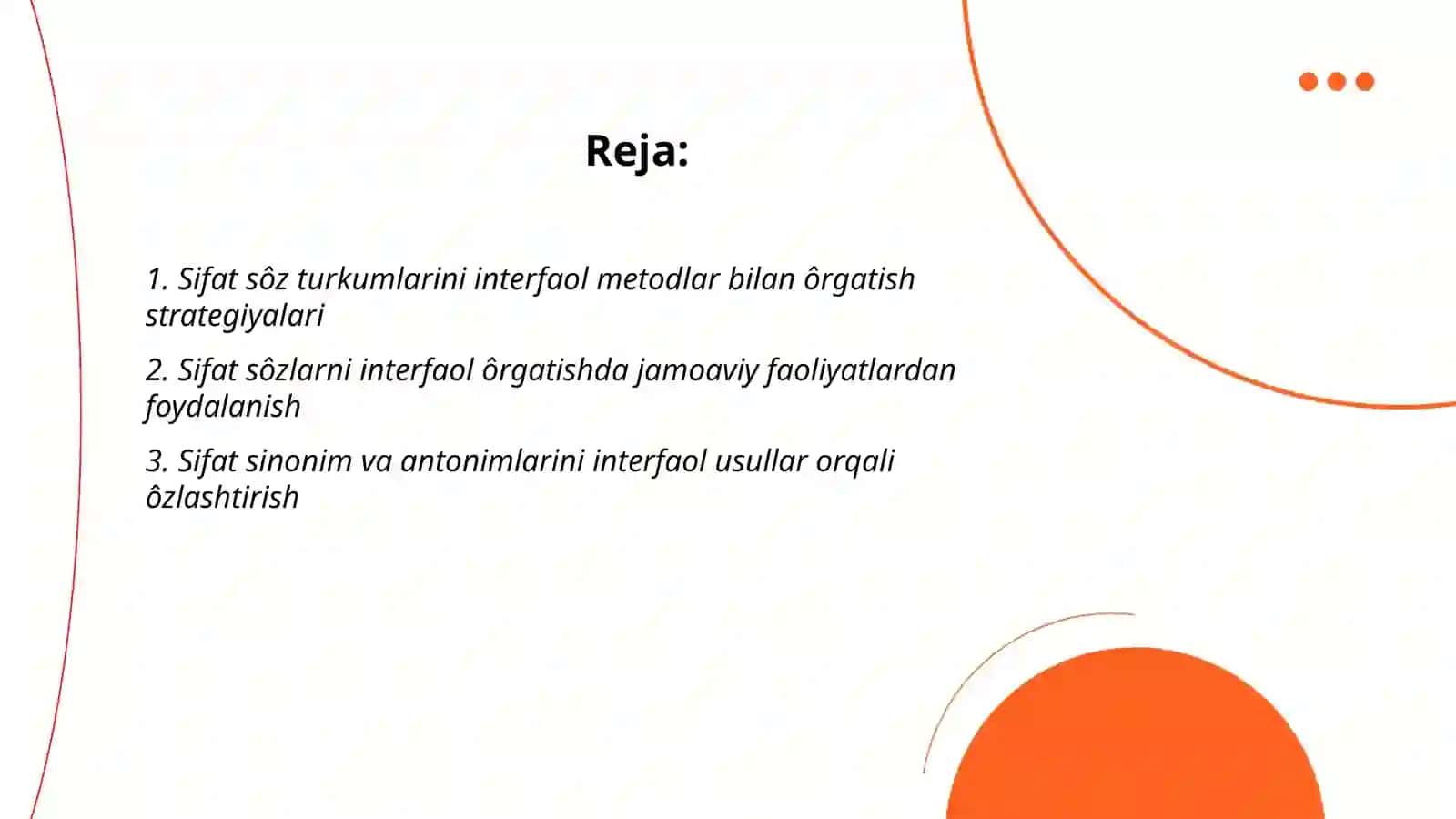 Sifat sôz turkumlarini interfaol metodlar bilan ôrgatish strategiyalari 2