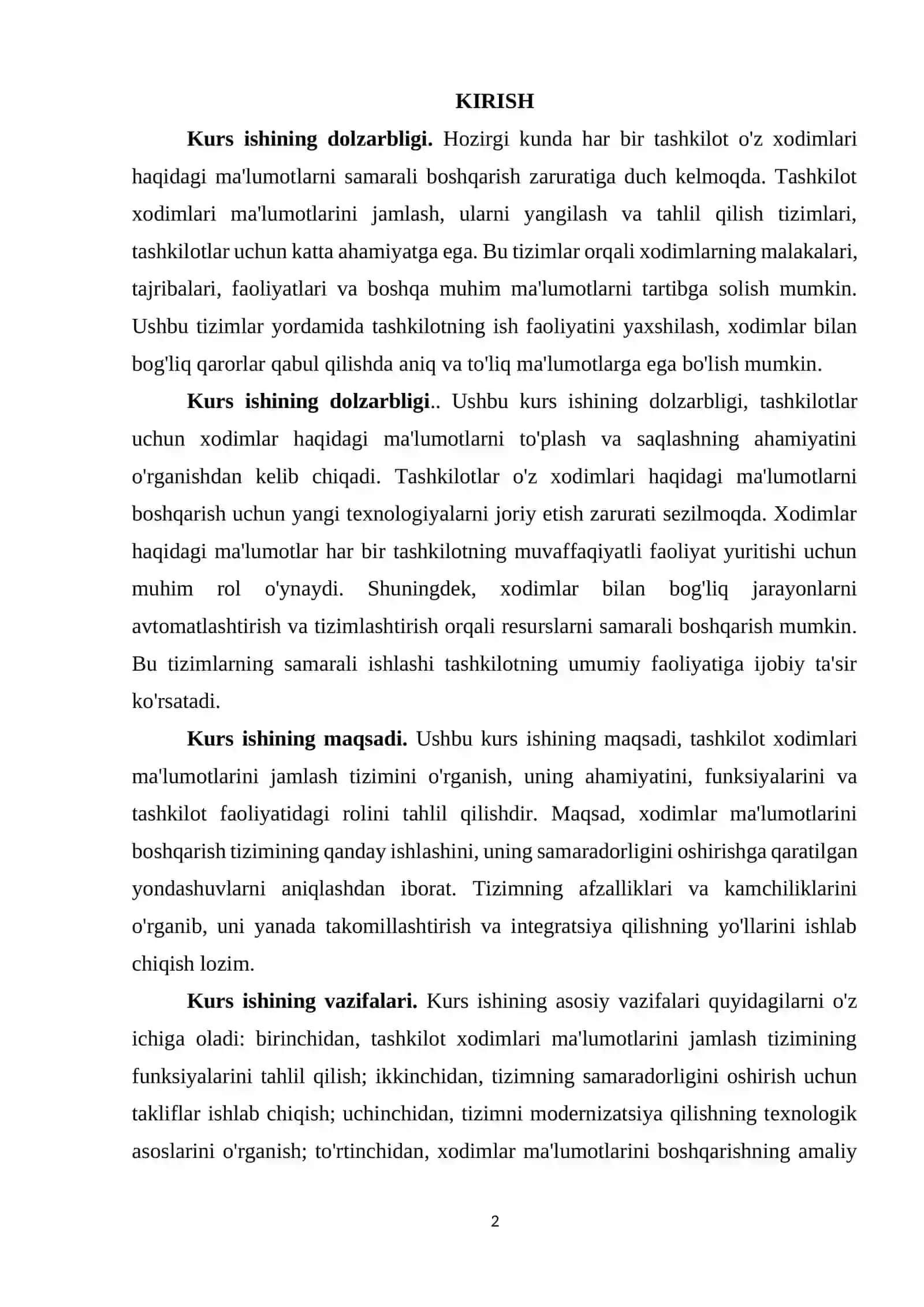 TASHKILOT XODIMLARI MA'LUMOTLARINI JAMLOVCHI TIZIM 2