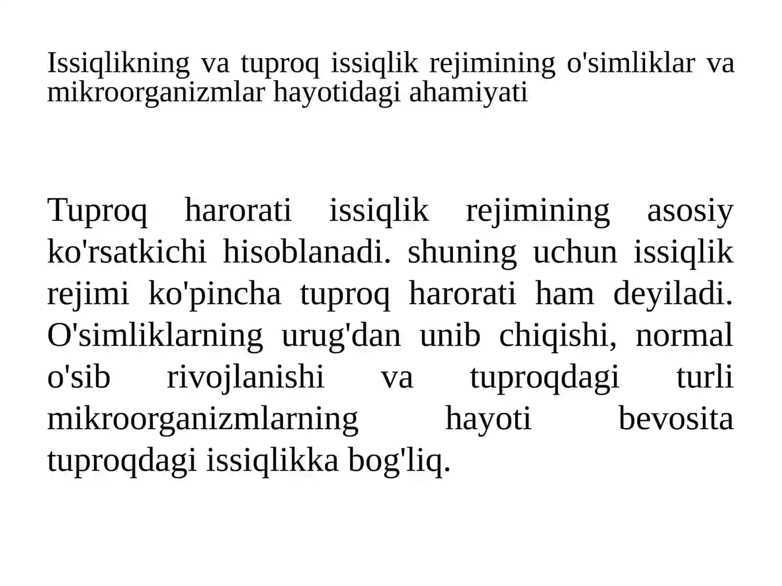 Tuproqning issiqlik rejimi va unib boshqarish usullari 2