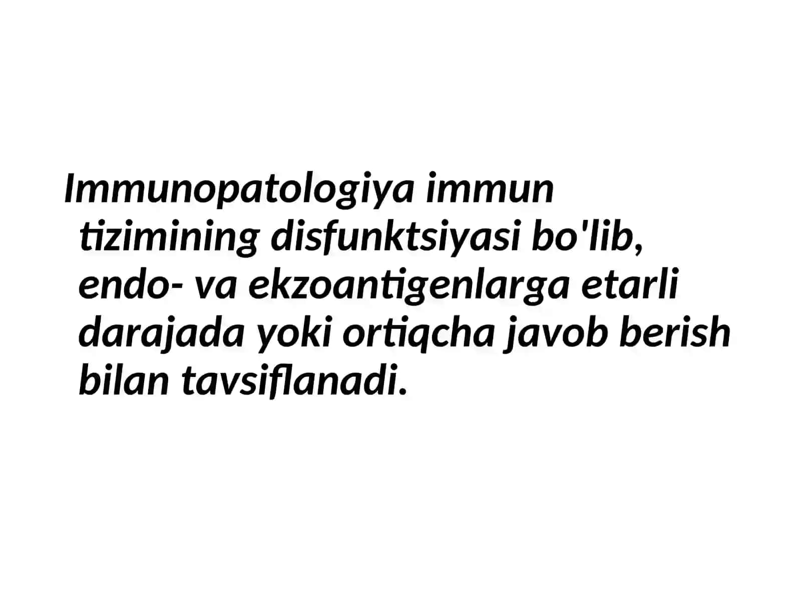 MUSTAQIL ISHMAVZU: BIRLAMCHI IMMUNDEFITSIT HOLATLARBAJARDI:________________TEKSHIRDI________________ 2