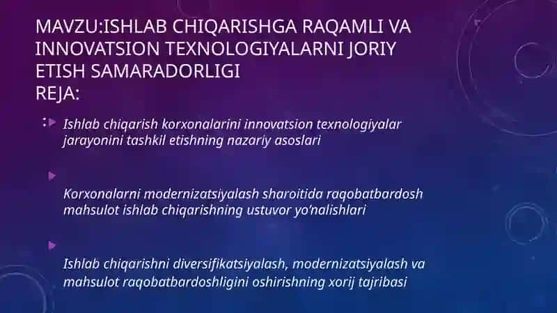 Ishlabchiqarish va Innovatsion texnologiyalar 2