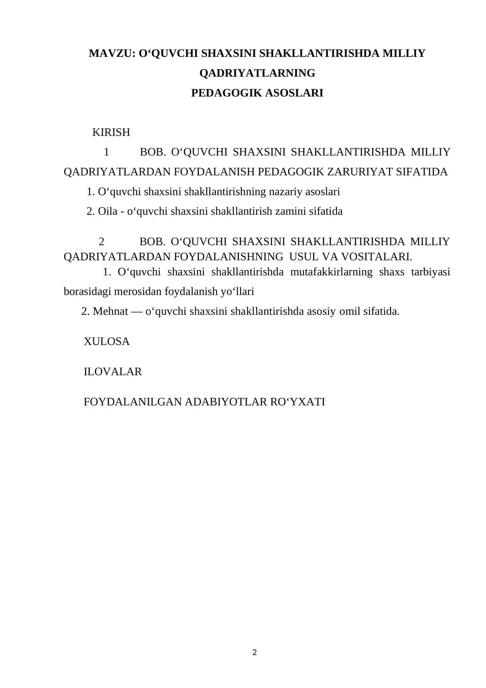 O‘QUVCHI SHAXSINI SHAKLLANTIRISHDA MILLIY QADRIYATLARNING PEDAGOGIK ASOSLARI 2