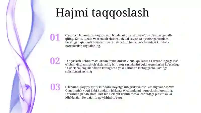Bolalarni Predmetlar O'Lchami Bilan Tanishtirish 2