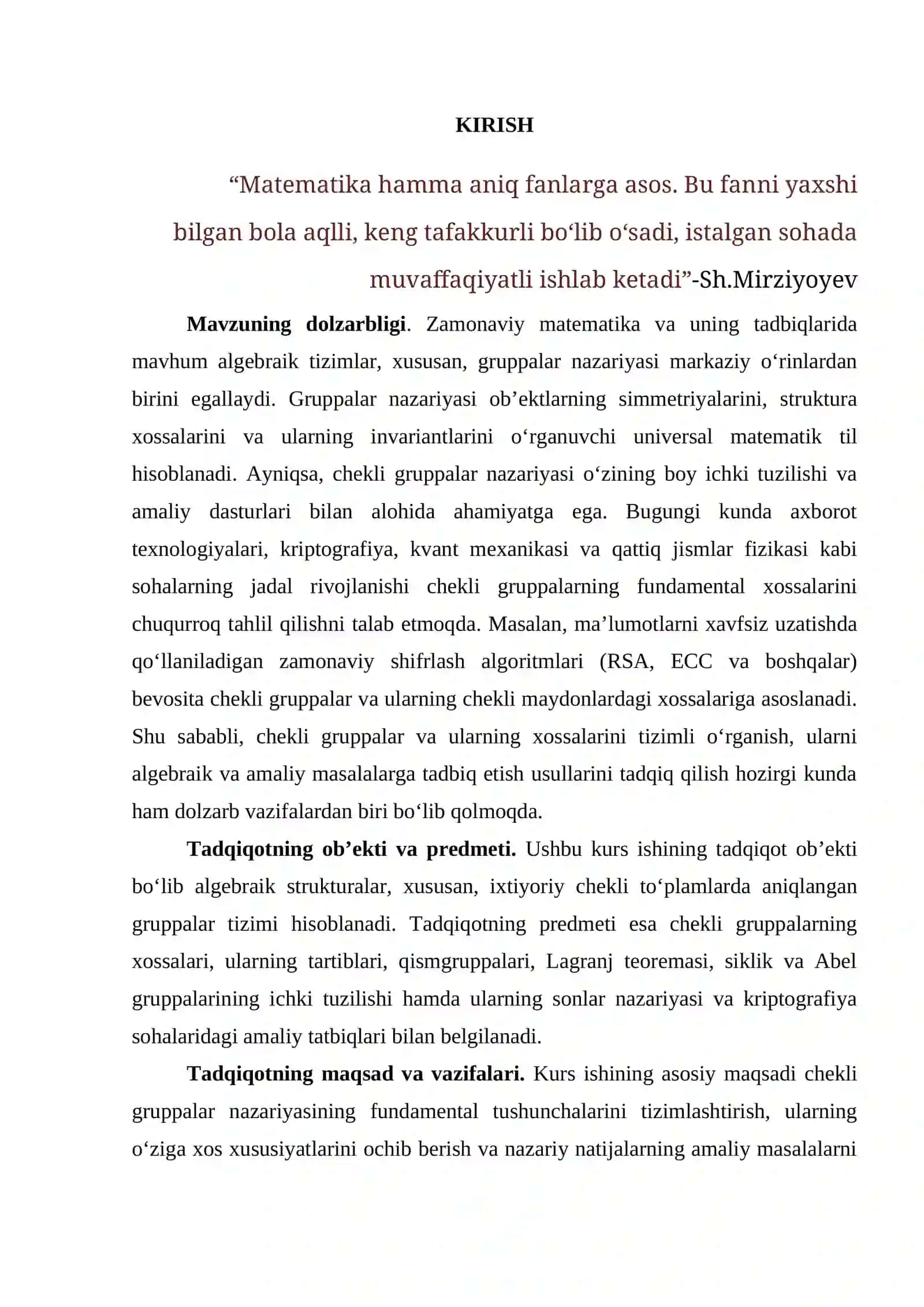 Chekli gruppa va uning xossalari 2