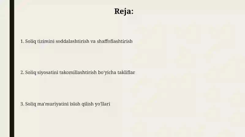 Soliq tizimini soddalashtirish va shaffoflashtirish 2