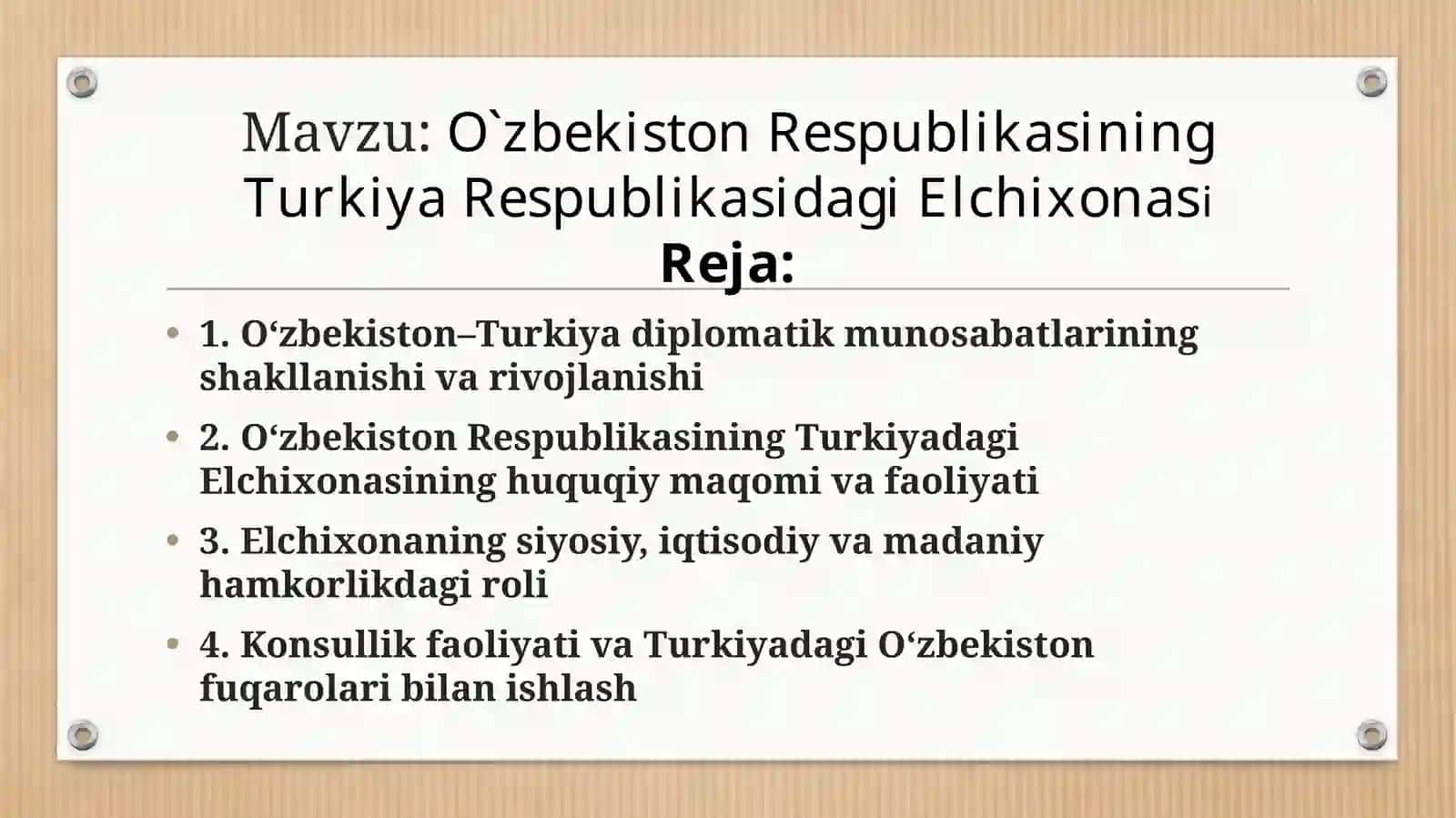 O`zbekiston Respublikasining Turkiya Respublikasidagi Elchixonasi 2