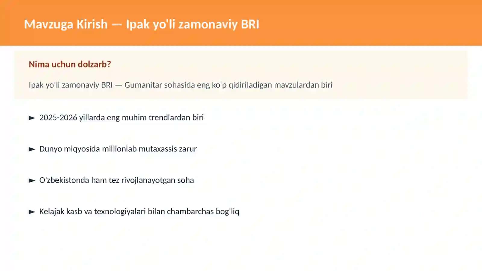 Ipak yo'li zamonaviy BRI 2
