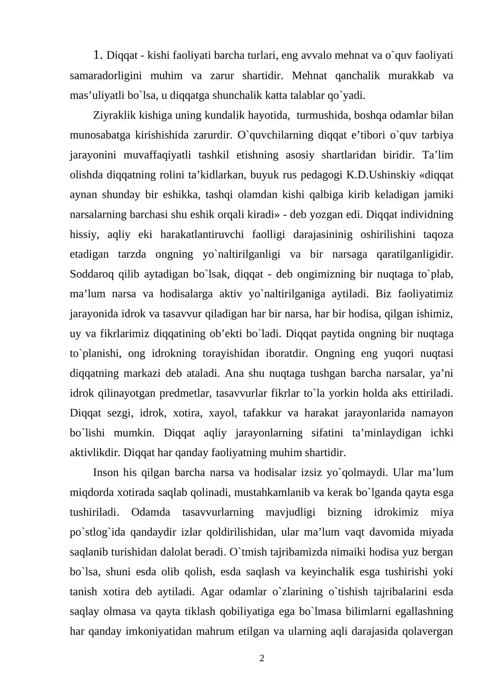 Diqqat va xotira psixologiyasi 2