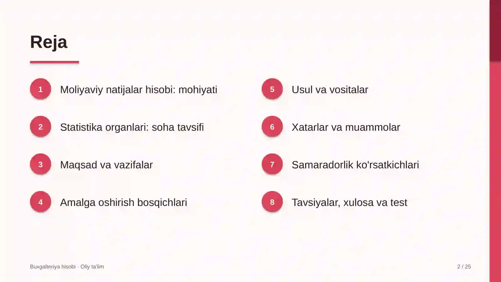 Statistika organlarida moliyaviy natijalar hisobi 2