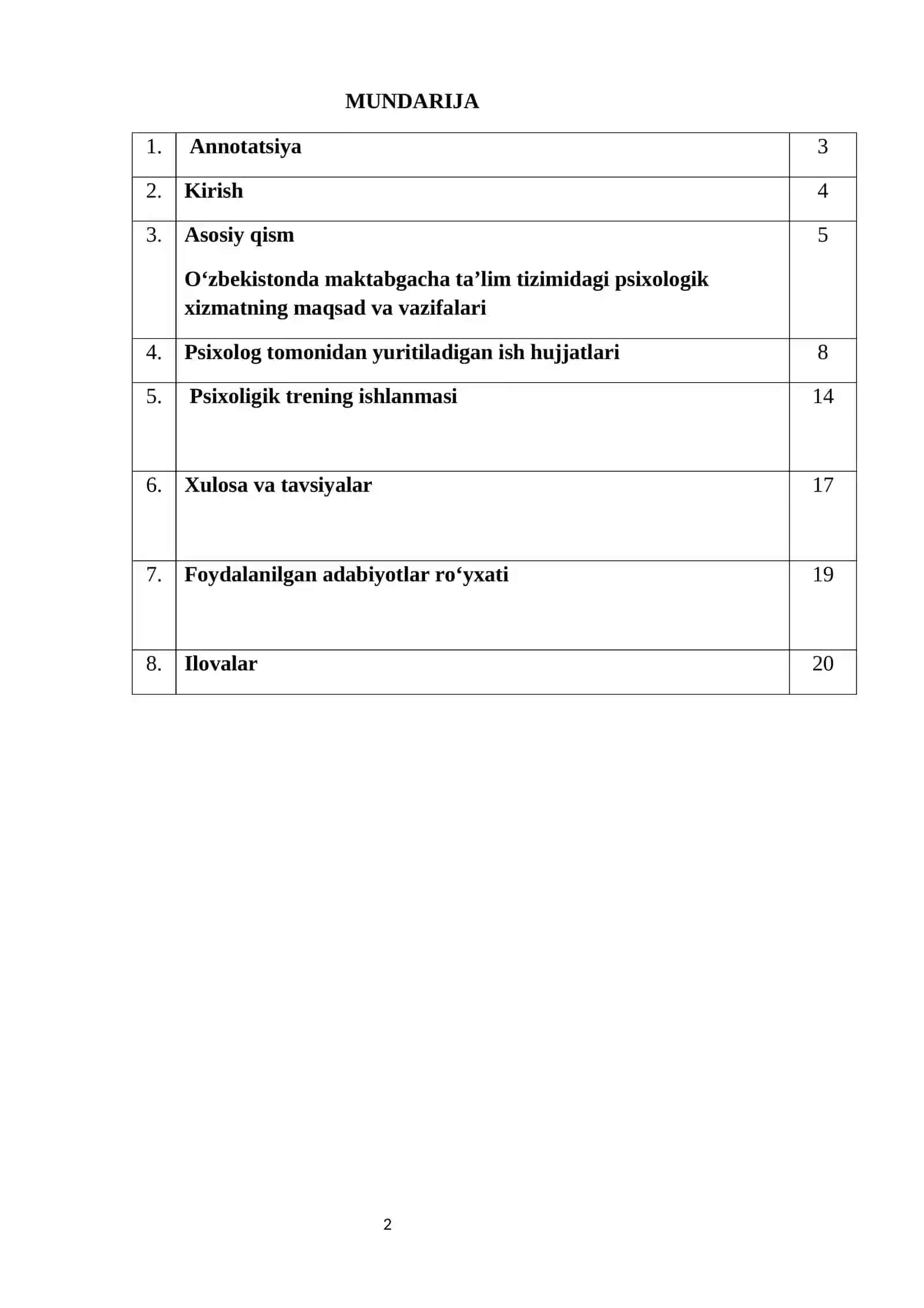 Psixologik xizmatlar mavzusidagi loyiha ishi 2