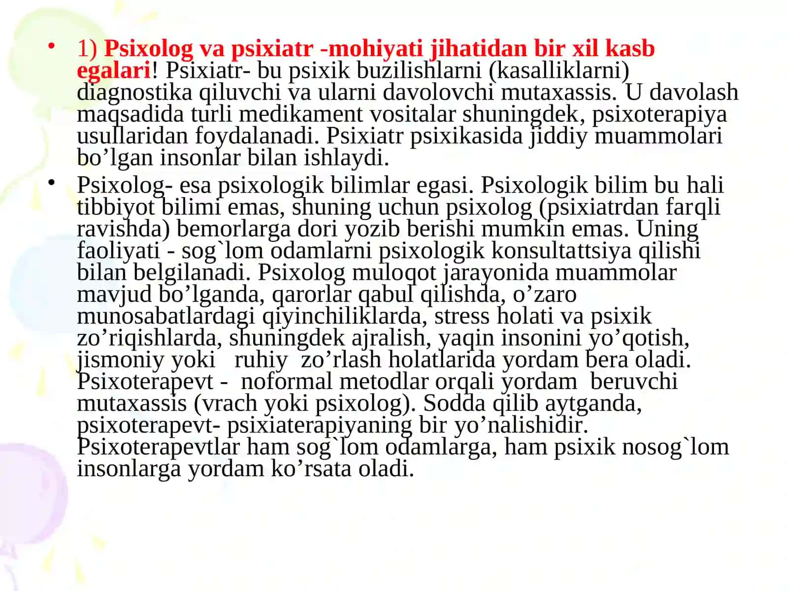 Psixolog o’zi kim? 2