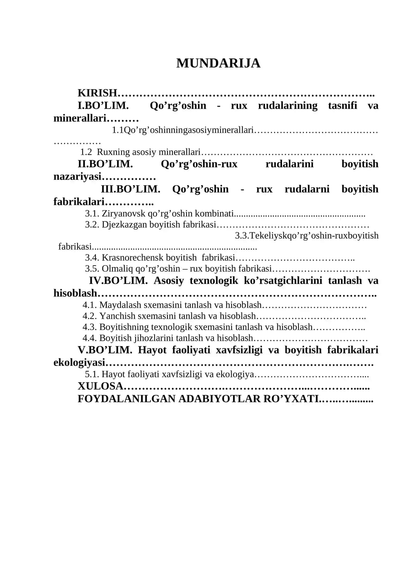 Qo’rg’oshin-rux rudasini boyitishning kollektiv-selektiv sxemasini hisoblash 2