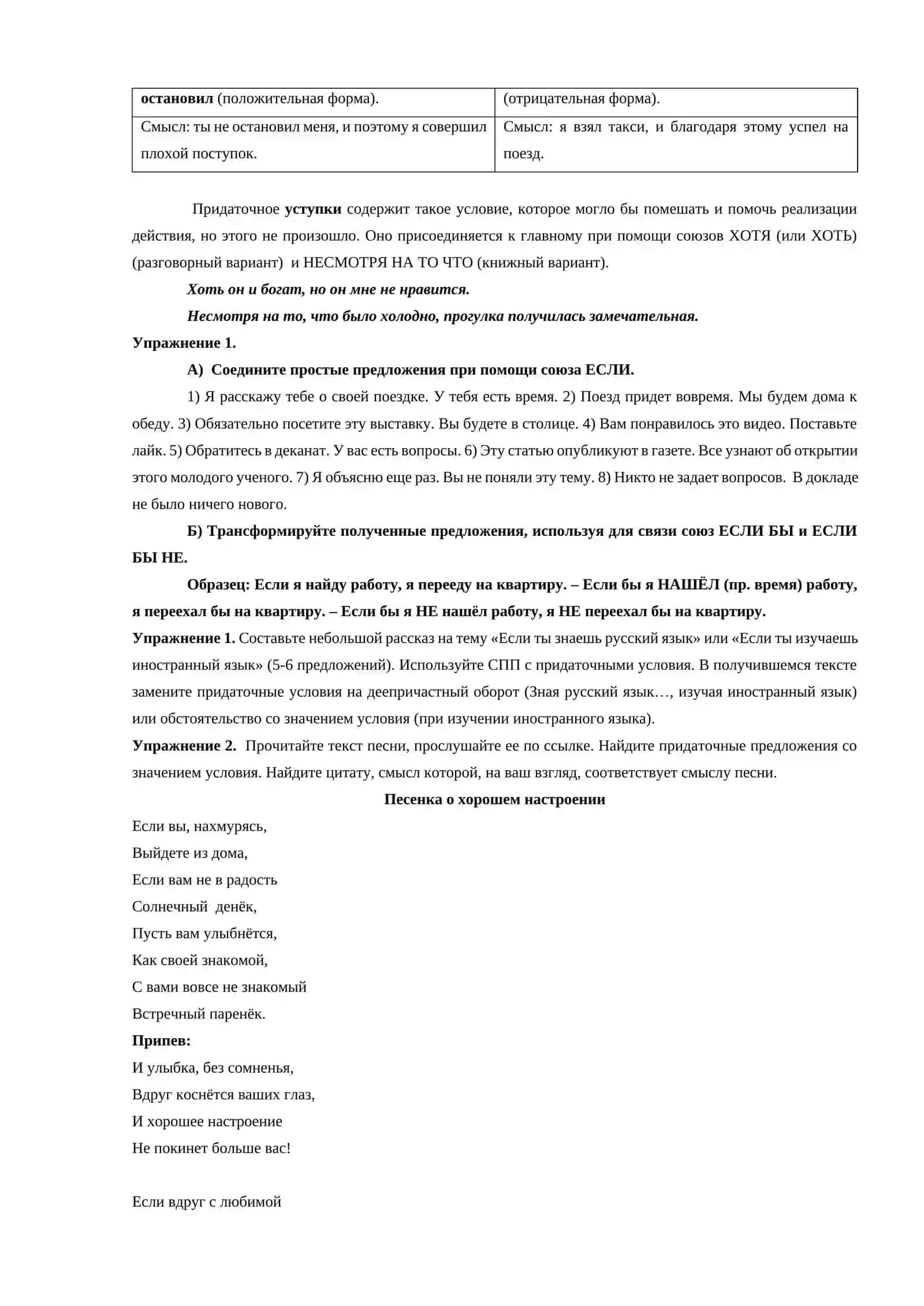 ТЕМА 26. СЛОЖНОПОДЧИНЕННОЕ ПРЕДЛОЖЕНИЕ С ПРИДАТОЧНЫМИ УСЛОВИЯ И УСТУПКИ 2