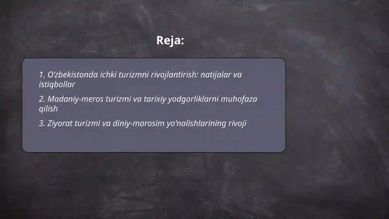 O’ZBEKISTONDA TURIZM VA UNING AYRIM YO’NALISHLARIGA E’TIBOR: NATIJALAR VA ISTIQBOLLAR 2