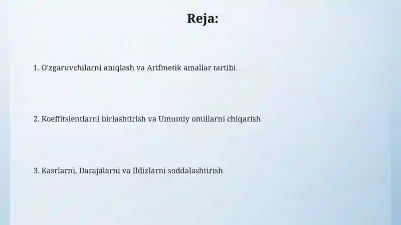 IFODALARNI SODDALASHTIRISH 2