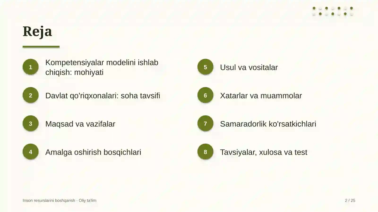 Davlat qo'riqxonalarida kompetensiyalar modelini ishlab chiqish 2