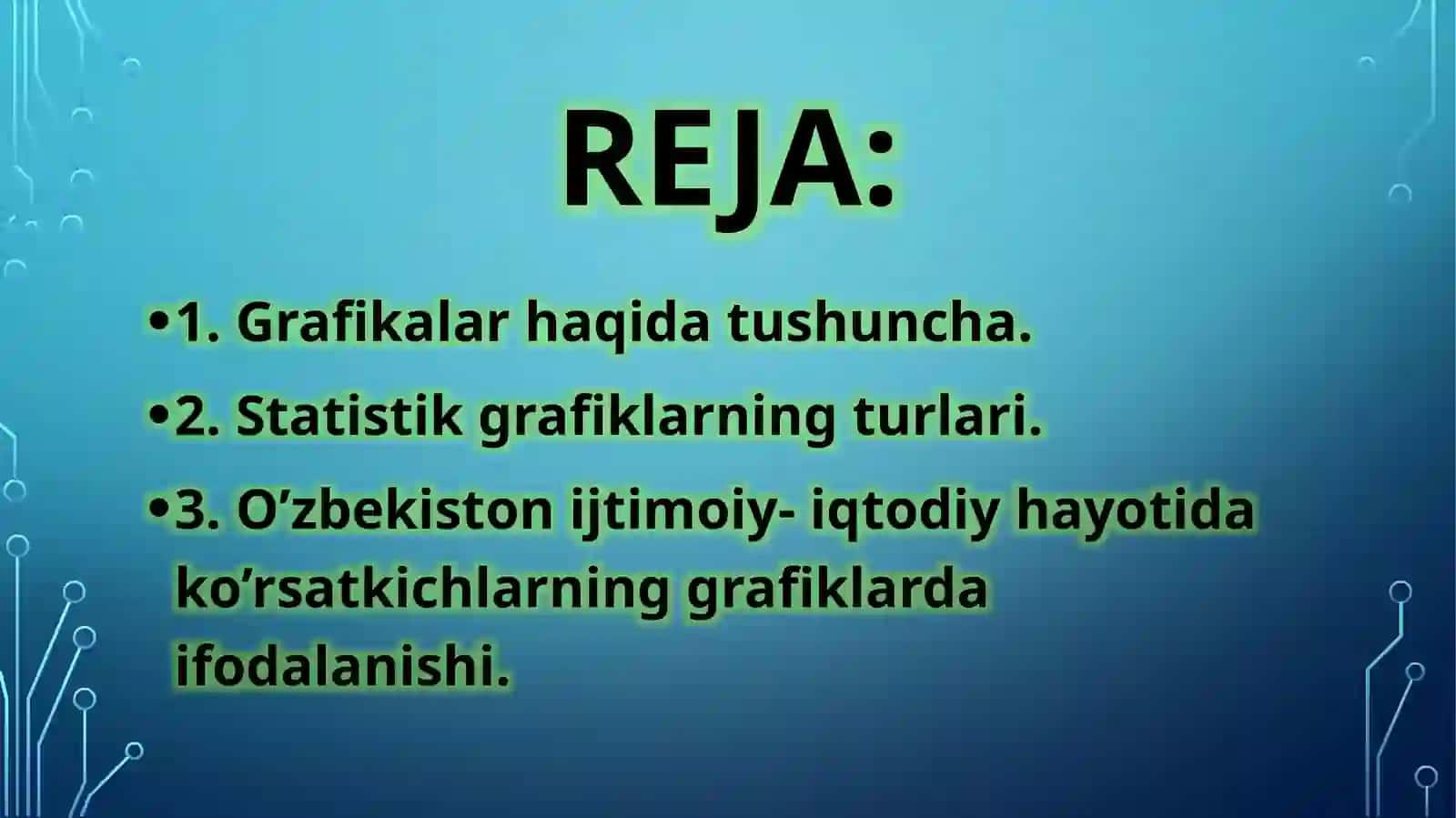 Ijtimoiy- iqtisodiy hodisalarni o’rganishda statistik ko’rsatkichlarni grafiklarda tasvirlash ahamiyati va uninig afzalliklari 2
