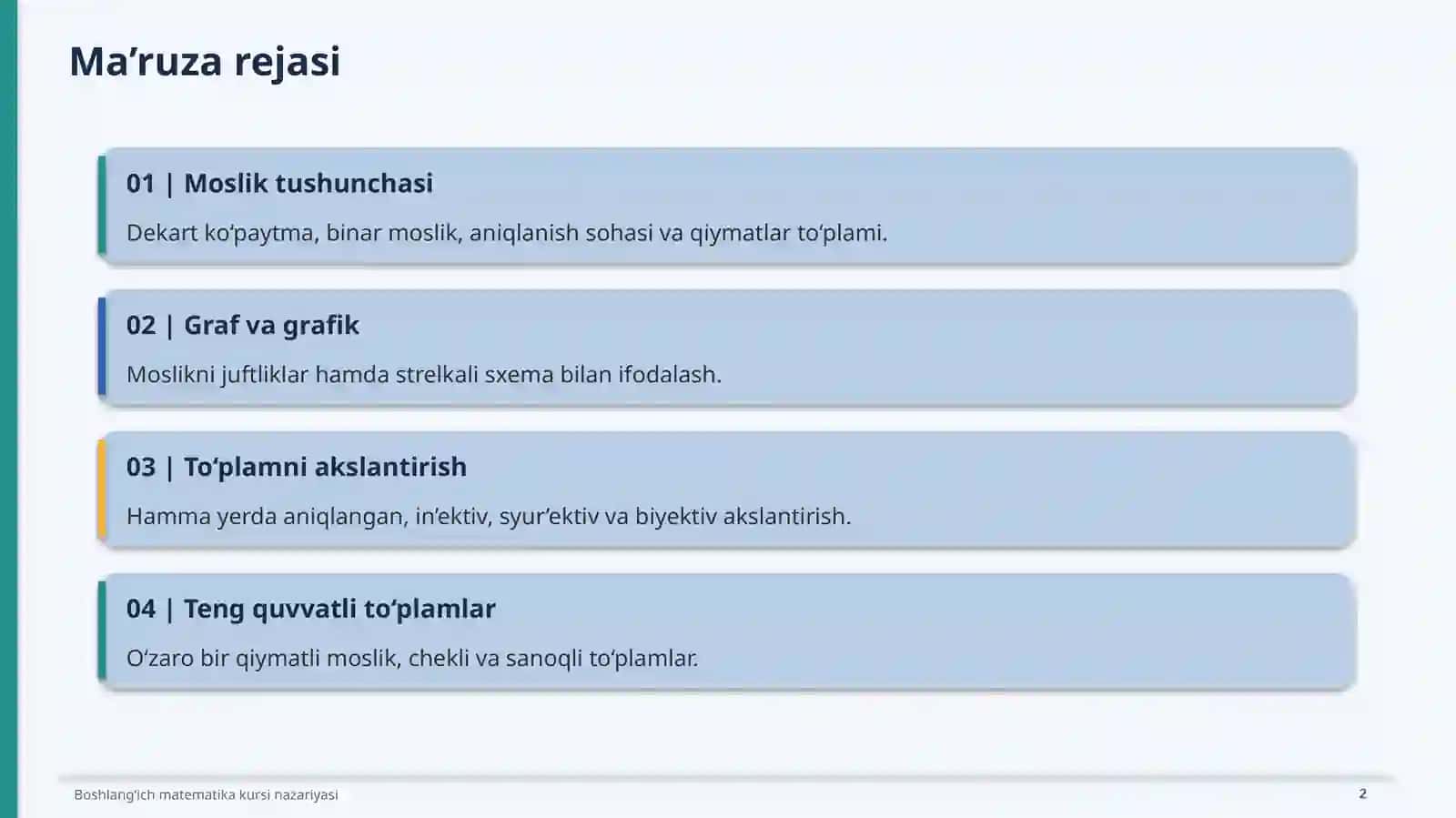 Boshlang‘ich matematika kursi nazariyasi 2