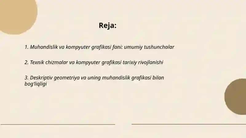 Muhandislik va kompyuter grafikasi fani haqida qisqacha malumot.Proeksiyalash usullari 2
